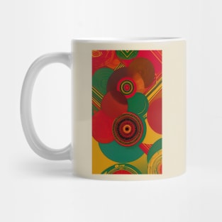 Abstract Circles Red Gold Green Mug